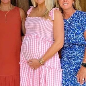 Aaron and Amber Pink Buffalo Check Maxi Dress